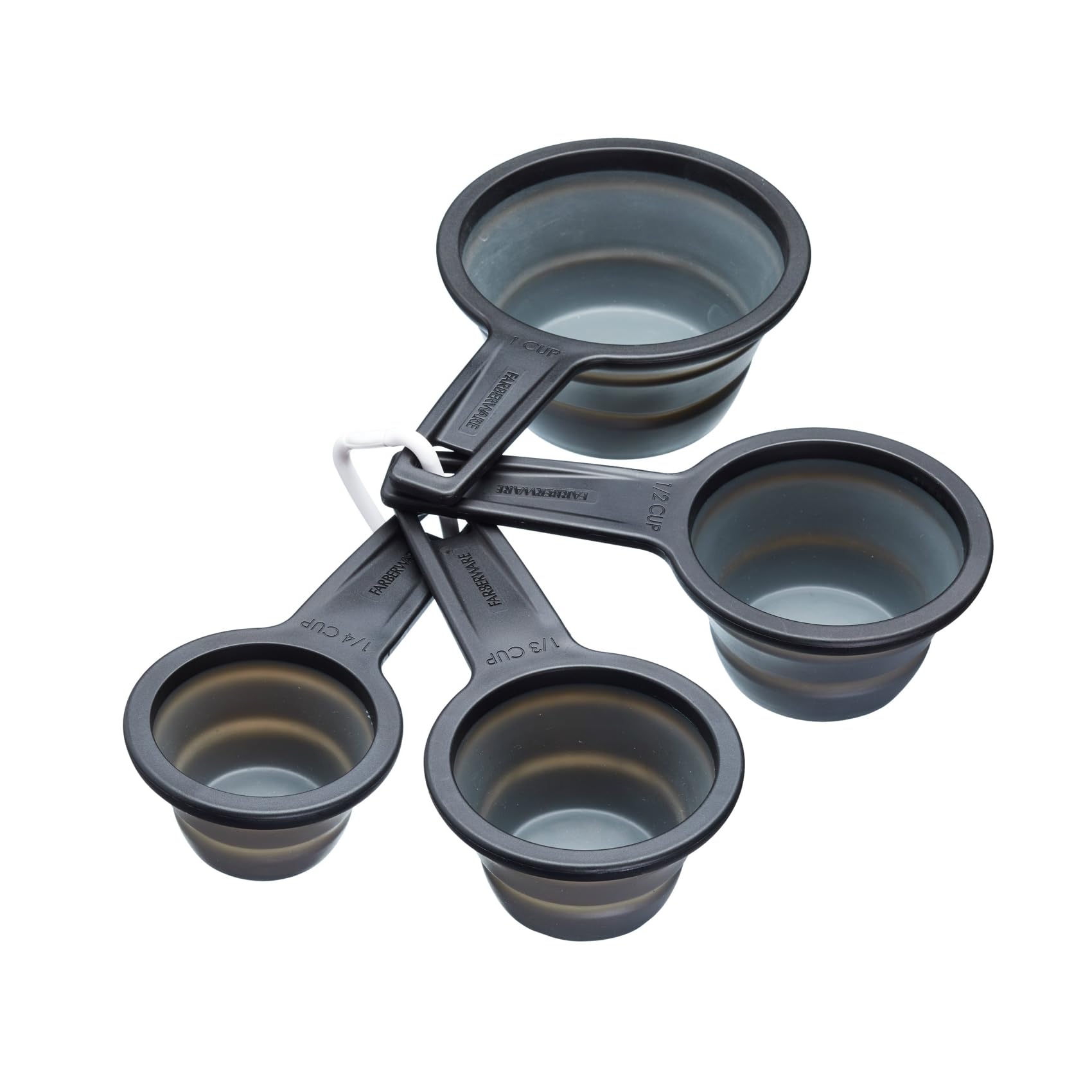 MasterClass Smart Space Non-Stick Collapsible Plastic Measuring Cups - Black / Grey (Set of 4)