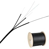 Etayson Fiber Optic Outdoor Drop Cable 2 Cores, Figure-8 Aerial Drop Cable | G657A1 Fiber Core 9/125 Single Mode, 1 Steel Wire + 2 FRP Strengthen Member, LSZH Black Jacket, 1000 Meters /Roll