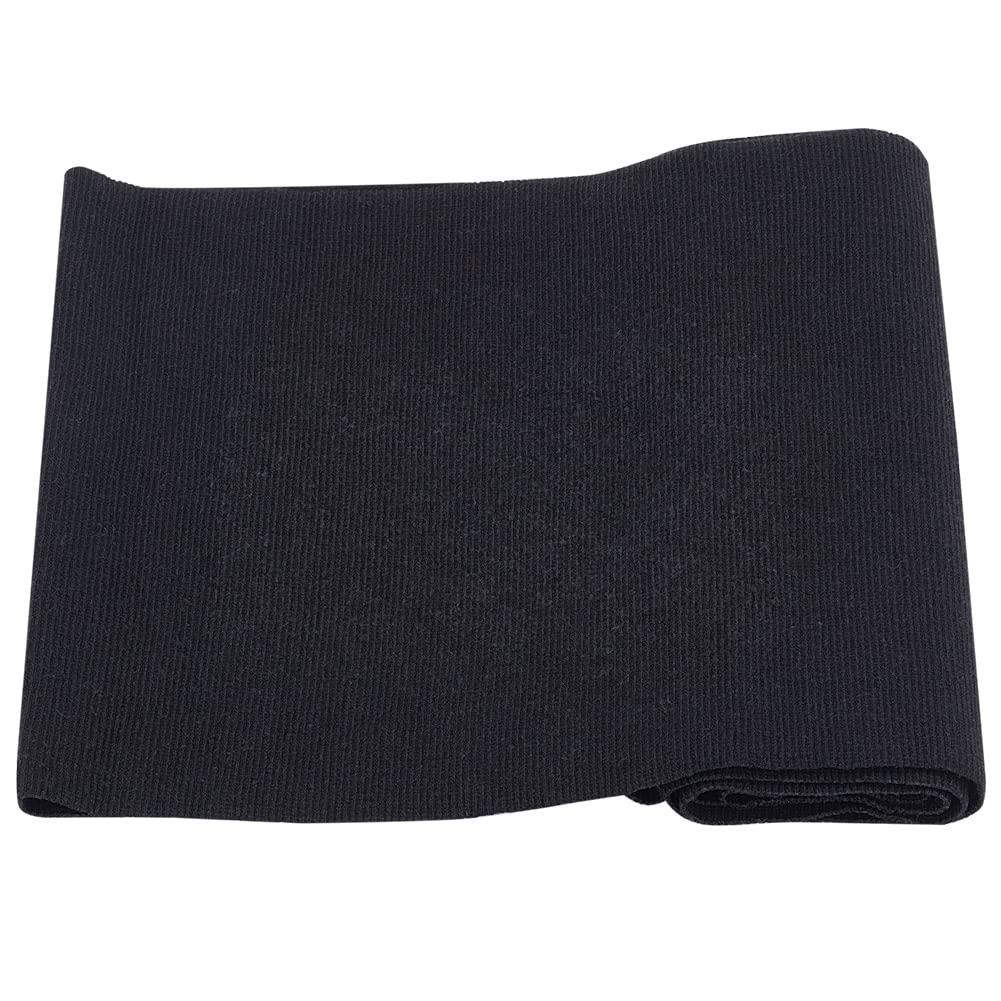 BENECREAT Elastic Fiber Ribbing Fabric for Cuffs, Black Rib Knit Fabric for Cuffs and Waistband Neckline Collar Trim, Welt Edge, 60x20x0.2cm