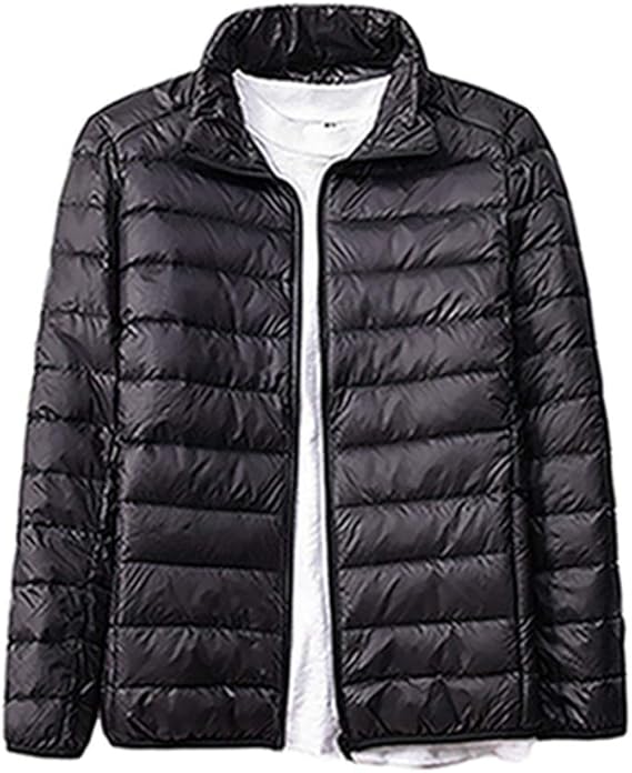 Amazon メンズ ダウンコート ファスナートップス 軽い 薄い 柔らかい ダウンジャケット 暖かい ブラック 防風 防寒 防水 春秋冬 着痩せ シンプル カジュアル ダウントップス スタンド襟 上着 クリスマス 軽いアウター Xl コート ジャケット 通販