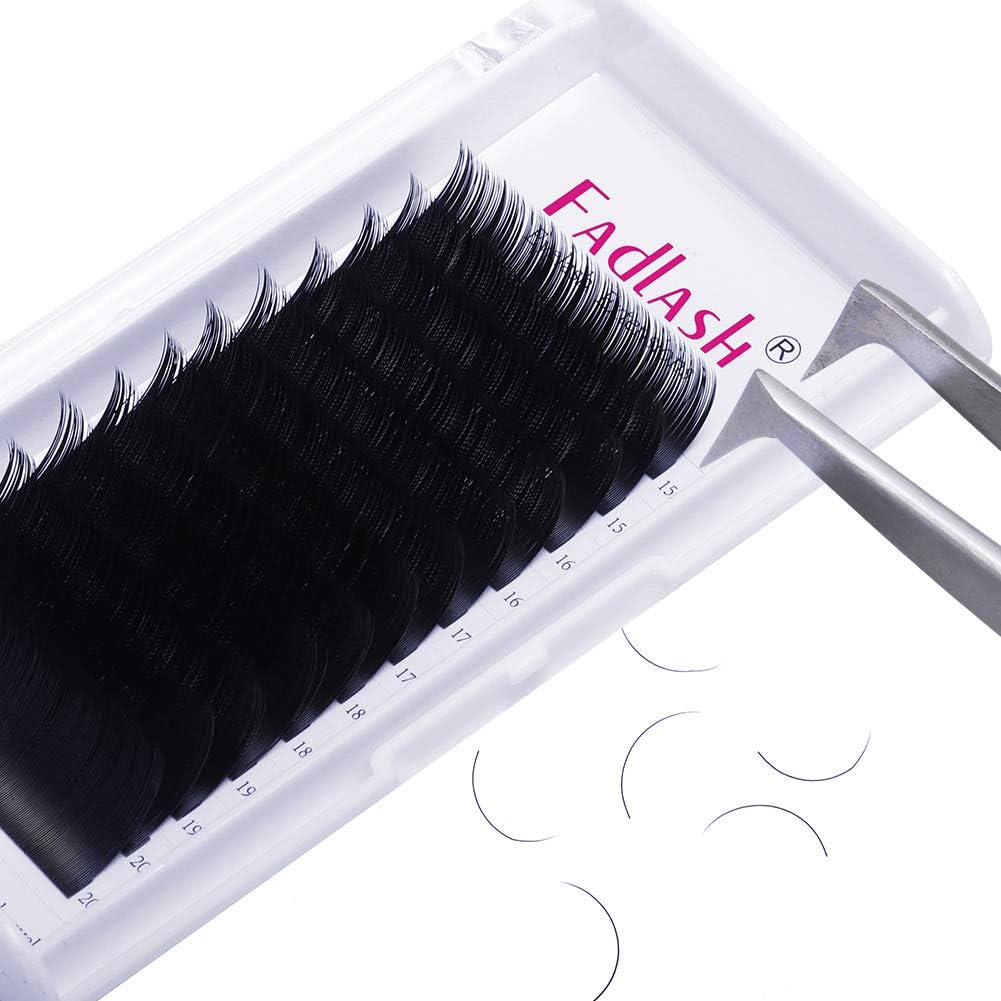 Eyelash Extensions 0.07mm C Curl Mix 15-20mm FADLASH Classic Lash Extensions 1:1 Individual Classic Eyelashes Black Matte Single Lashes Extension Professional