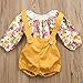 Baby Girls Long Sleeve Princess Floral Romper+ Suspenders Short Pants Overall Jumpsuit Outfit (0-6 Months, Yellow)