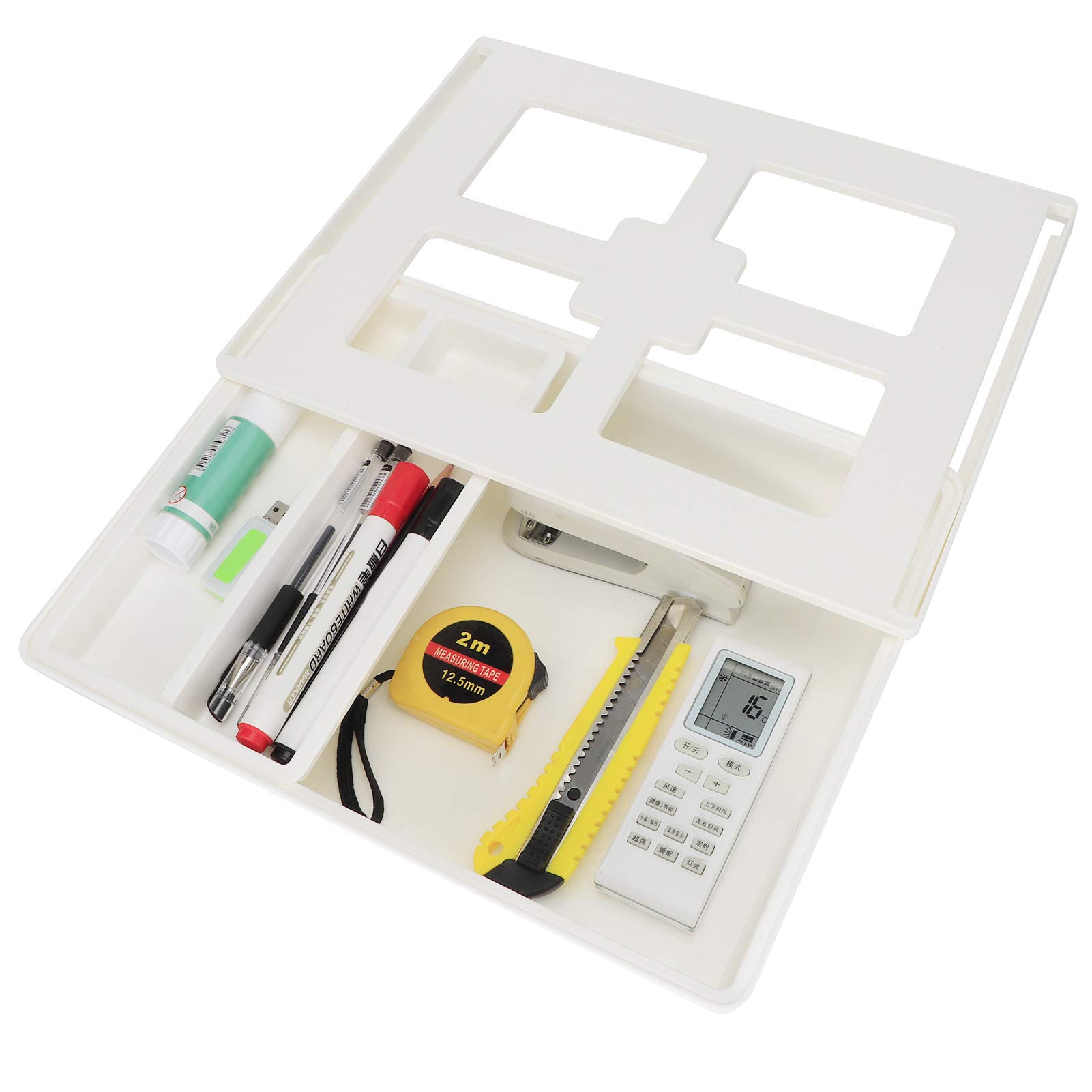 HERCHR Desk Drawer, Under Desk Storage Drawers Organizer Storage Container Hidden Desktop Drawer Tray for Home Office School Desk(L)