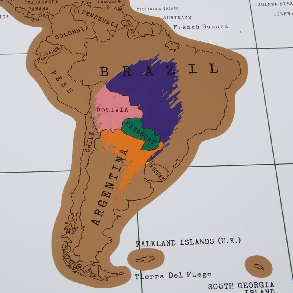 Amazon Floureon スクラッチマップ 絵 ポスター 世界地図 旅行の思い出 地理教材 Scratch World Travel Map 地図 文房具 オフィス用品