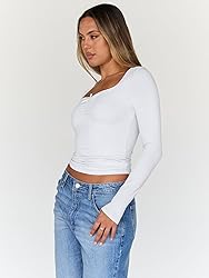 Trendy Queen White Long Sleeve Shirts for Women
