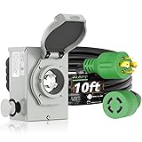 RVINGPRO 30 Amp Generator Cord 10FT and Power Inlet