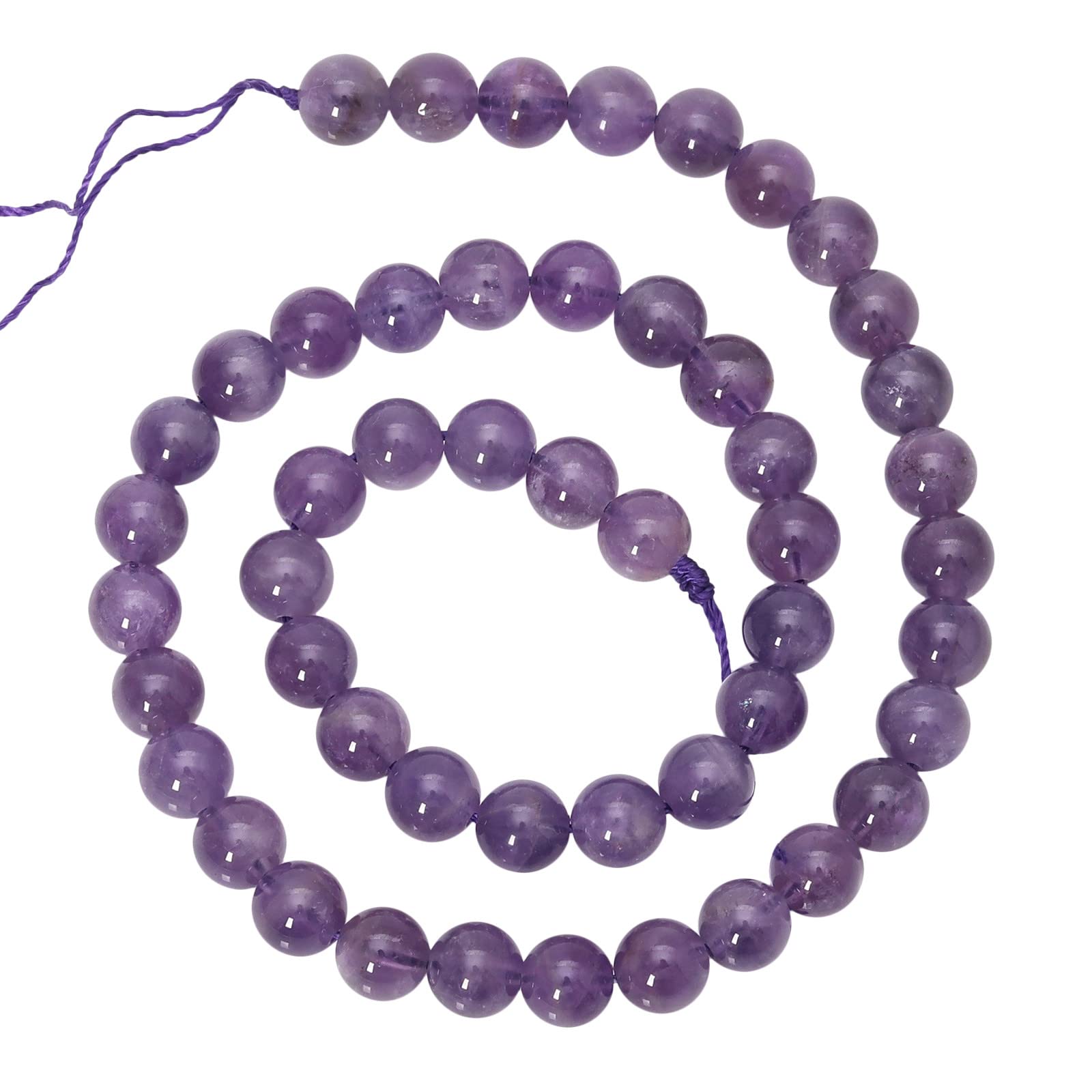 Nupuyai Amethyst 8mm Round Crystal Stone Beads for Jewelry Making DIY Bracelet Necklace, Polished Stone Loose Beads Strand 15"
