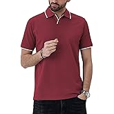 Aiyino Men's Muscle V Neck Polo Shirts Slim Fit Short Sleeve Cotton Golf T-Shirts Ribbed Knit Soft Tees