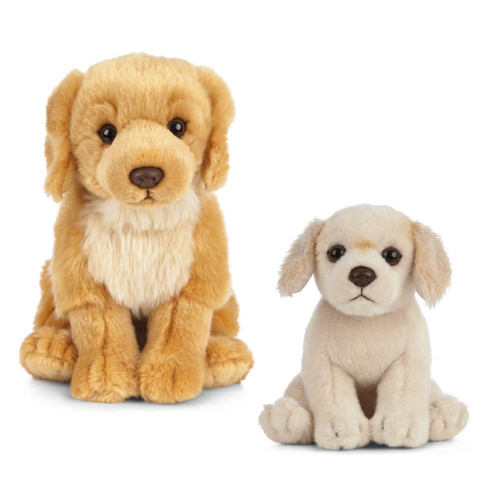 Living Nature Soft Toy Gift Bundle - Golden Retriever Dog (20cm) & Puppy (16cm)
