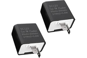 Fogfar 2 PCS 2 Pin LED Flasher Relay, 12V Speed Adjustable Turn Signa Flashers Replacement, Universal Hazard Warn Hyper Flash Relay for Motorcycle, Car (Black)