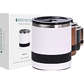 Elemental Recess Lowball Tumbler, 10oz Triple Wall Stainless Steel Cup with Non-Shattered Tritan Lid, Insulated Whiskey Glass, Insulated Coffee Tumbler Mug for Hot & Cold Drinks - White