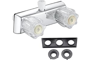 LIBERFLOW Chrome RV Camper Faucet Shower Valve - 4" Dual Acrylic Knobs for Indoor & Outdoor Shower Kit