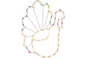 NORTHLIGHT Lighted Turkey Thanksgiving Window Decoration – 18" - Multi-Color