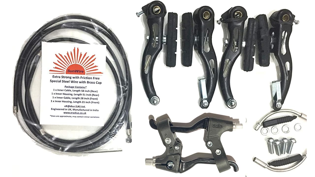 AARNAV Complete V Brake Set, Black Alloy Lever Set, Universal Replacement V Brake Accessories