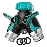 YEAHBEER Garden Hose Splitter,2 Way Hose Connector, with 3/4 Connector - Comfortable Rubberized Grip(3 Free Washers)