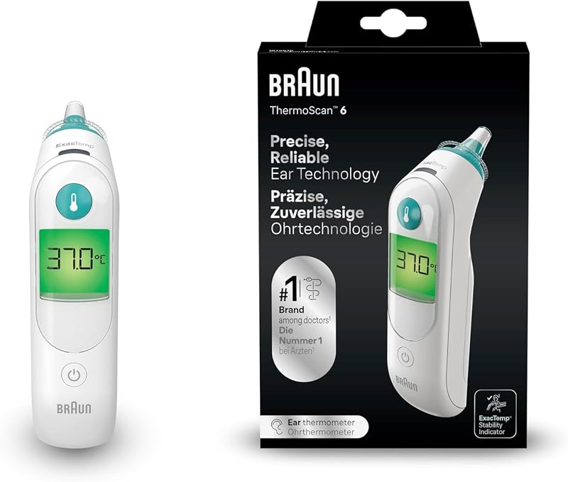 Braun ThermoScan 6 Ear Thermometer Colour-Coded Display ExacTemp