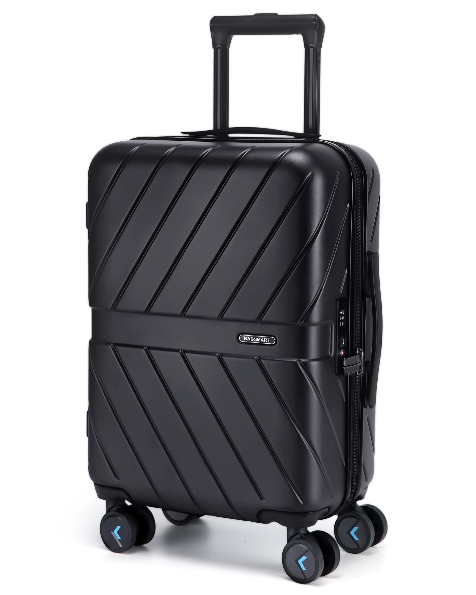BAGSMART Carry On Luggage 22x14x9 Airline Approved With TSA Lock, 1OO% Polycarbonate Hardside Luggage with Spinner Wheels, Durable Hard Shell Carry On Suitcase 20 inch Black