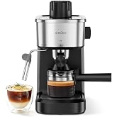 XIXUBX 6 Bar Espresso Machine, Compact with Milk Frother, Stainless Steel | 800W Fast Heating, One-Touch 4-Cup Brewing, Auto Pressure Relief, Rich Crema for Cappuccino &amp; Latte, Home &amp; Office
