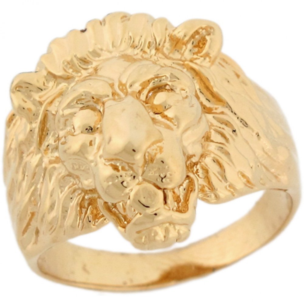 Jewelry Liquidation 14k Solid Yellow Gold Lion Head Fancy Mens Ring