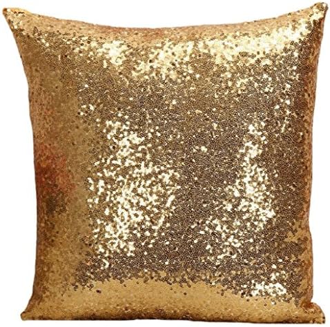 Fashion 40x40cm Solid Color Glitter Sequin Throw Pillow Case Cafe Home Decor Cushion Covers Home Decor Car Seat Sofa Decorative (Gold)