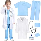 GIFTINBOX Doctor Costume for Kids Doctor Lab Coat for Kids Real Stethoscope, Girls Halloween Costumes for Kids age 3-11