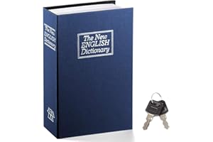 Diversion Book Safe with Key Lock, Mini Secret Metal Lock Box, Collection, Money Hiding Box (4.49" x 3.15" x 1.77", Blue)