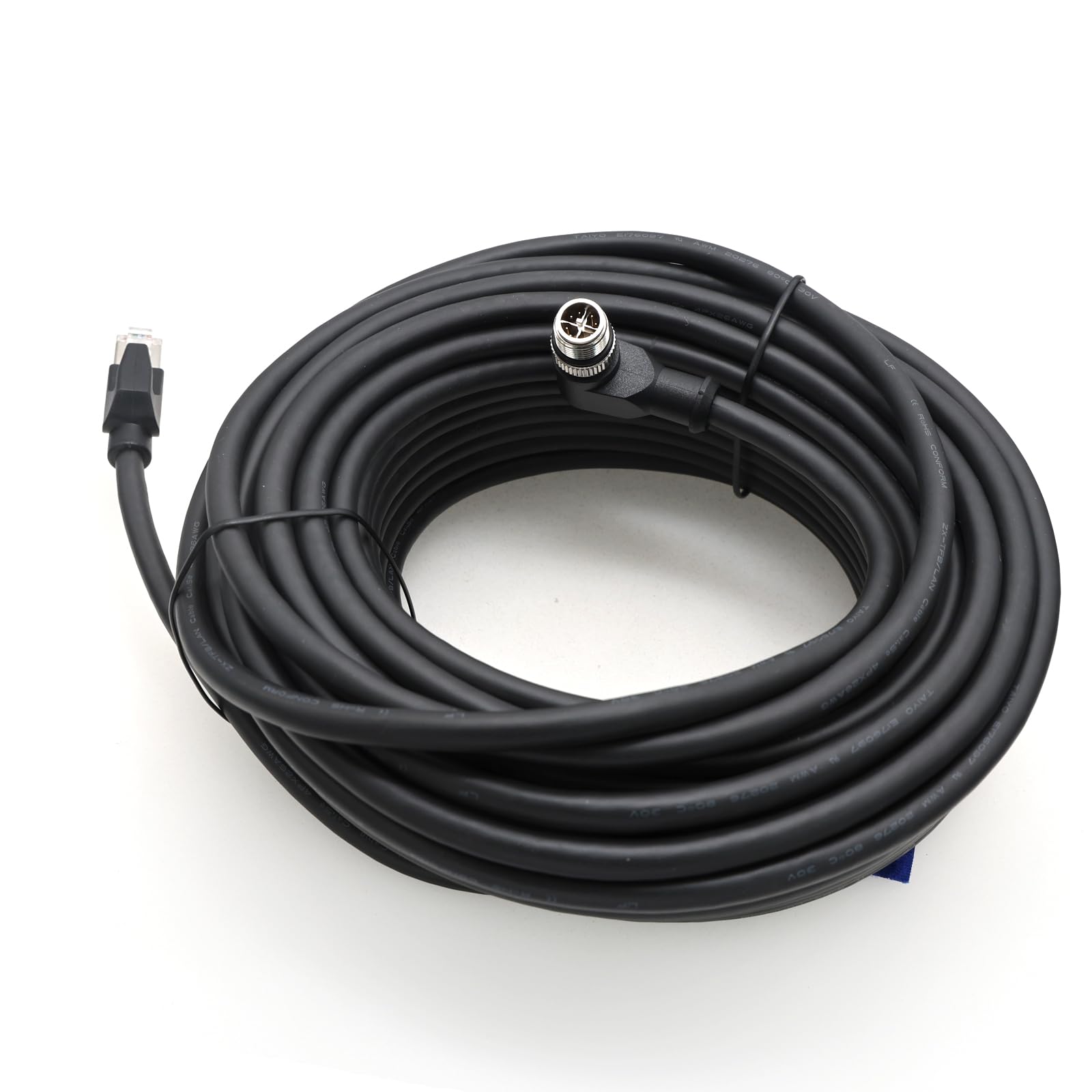 EONVIC Industrial Ethernet Shielded Cable M12 X-Type 8 Position to RJ45 Waterproof High Flexiable Cable for Cognex (15M, Right angle X-code Black)