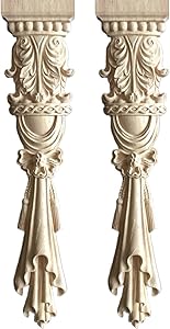 WINGOFFLY Wooden Carved Onlay Unpainted Applique Frame for Decoration Furniture Doors Rome Column 2 Pics(15.2