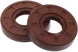 VekAuto Universal Oil Seal TC Double Lip W Steel Spring Seal Ring Rotary Shaft Seal 15x35x7mm High Pressure FKM Rubber Brown 2 Pcs