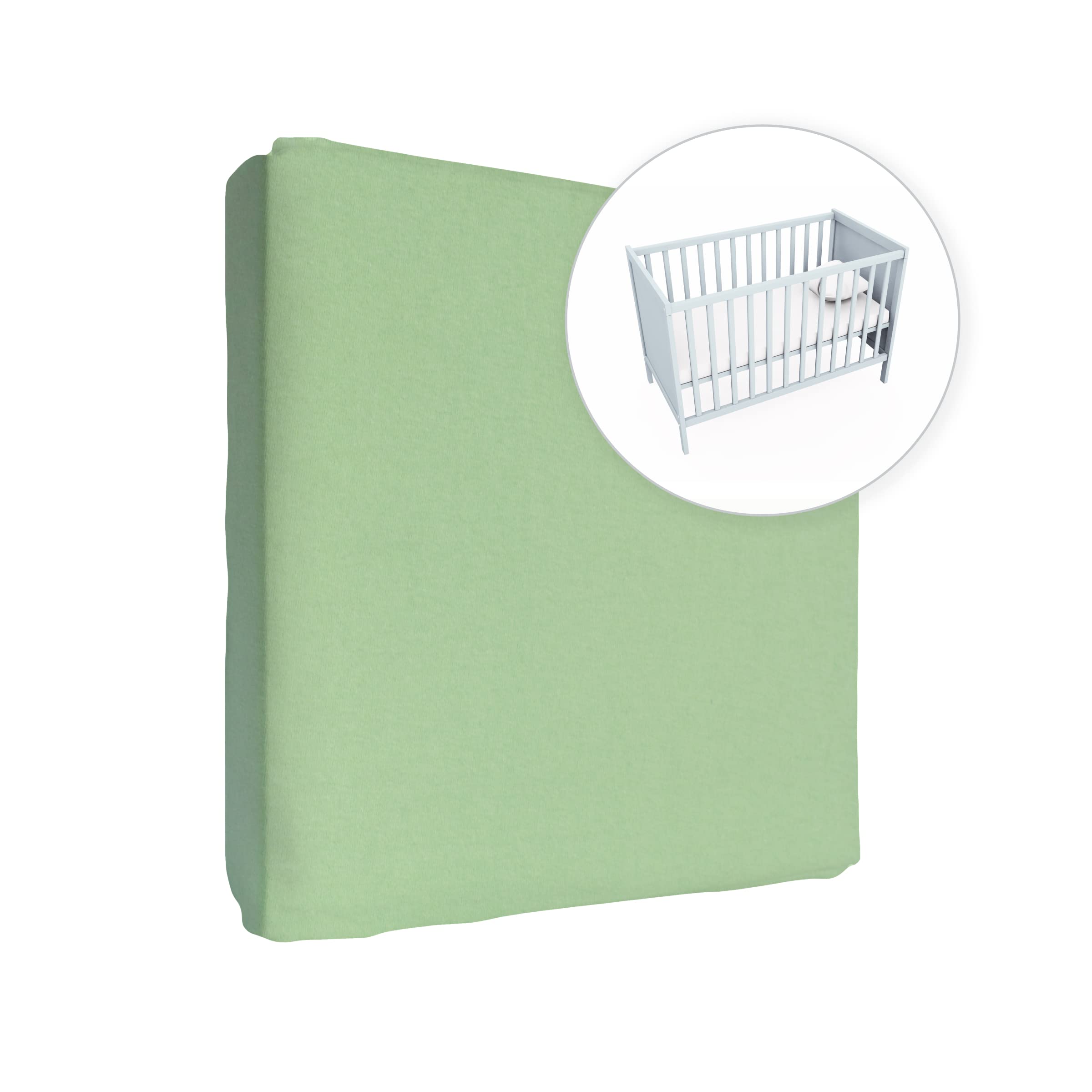 Jersey 100% Cotton Fitted Sheet for 120 x 60 cm Toddler Baby Cot Bed Mattress (Green)