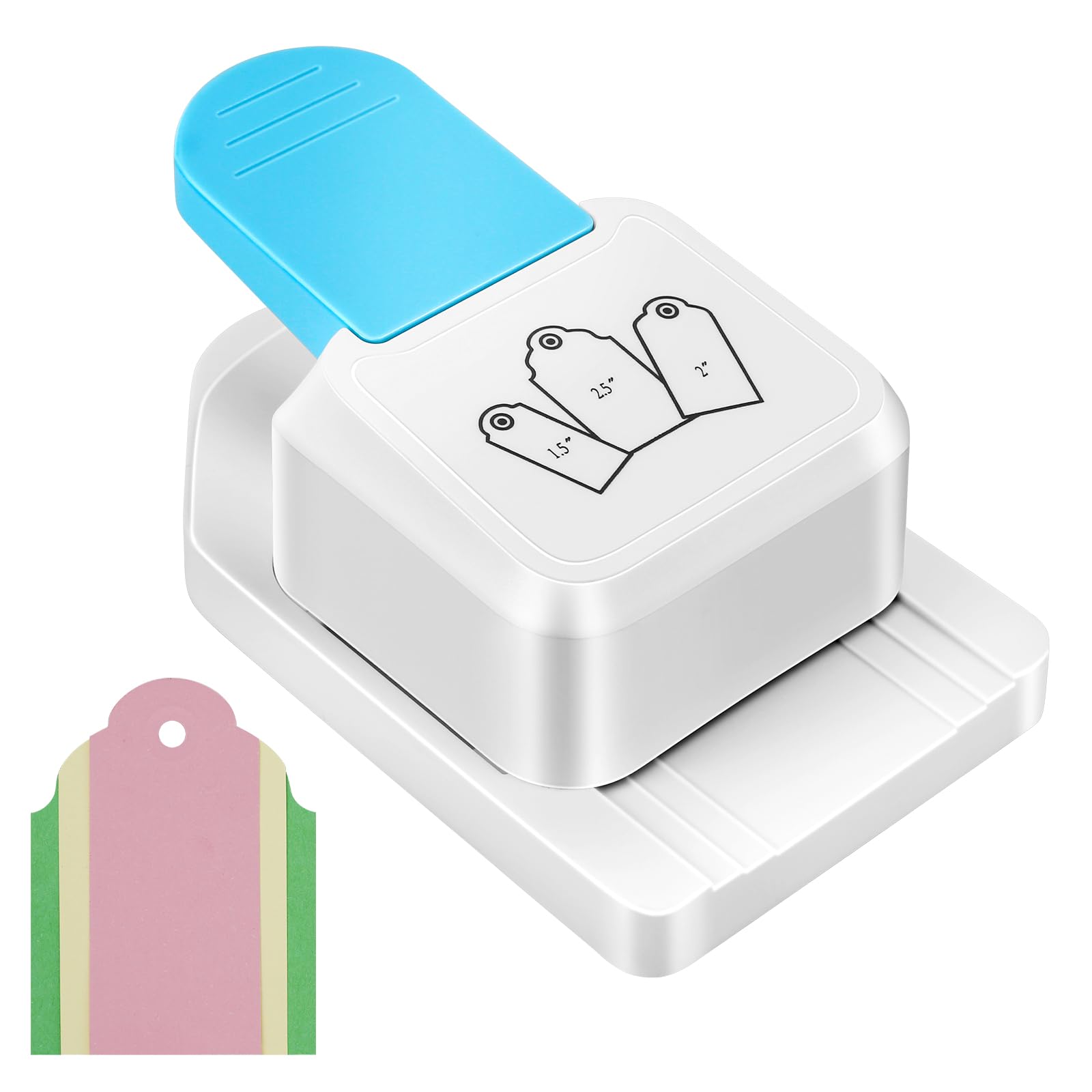 Tag Punch 3 in 1 Multipurpose Paper Craft Cutter - 1.5, 2, 2.5 Inch Label Hole Punch for Book Mark, Gift Card, Scrapbooking, DIY Projects Making (02)