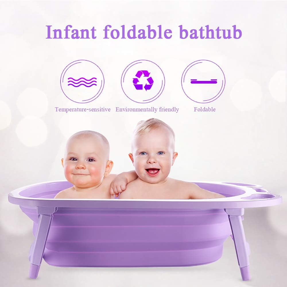 Collapsible Bathing Tub Fome Non Slip Portable Folding Baby Bath Tub Foldable Shower Basin Collapsible Baby Bathtub Baby Shower Basin With Temperature Sensing For Infants Kids Aged 0 6 Years Old Baby Care Baby