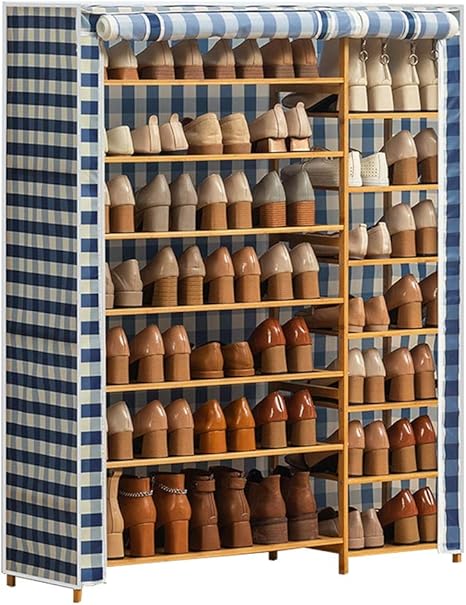 Amazon 靴オーガナイザー収納棚 寮の家の廊下用の防塵カバーと木製フレームを備えた7段の靴ラック二重列収納靴ラック 靴棚収納棚 Color Multi Colored シューズラック オンライン通販