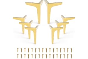 LOSODONA 6 Inch Furniture Legs Set of 8 Right Angle Furniture Legs Metal Table Legs Metal Modern Style Sofa Legs Chair Legs Heavy Duty Sofa Replacement Feet for Couch, Nightstand, Ottoman, Cupboard (Gold)