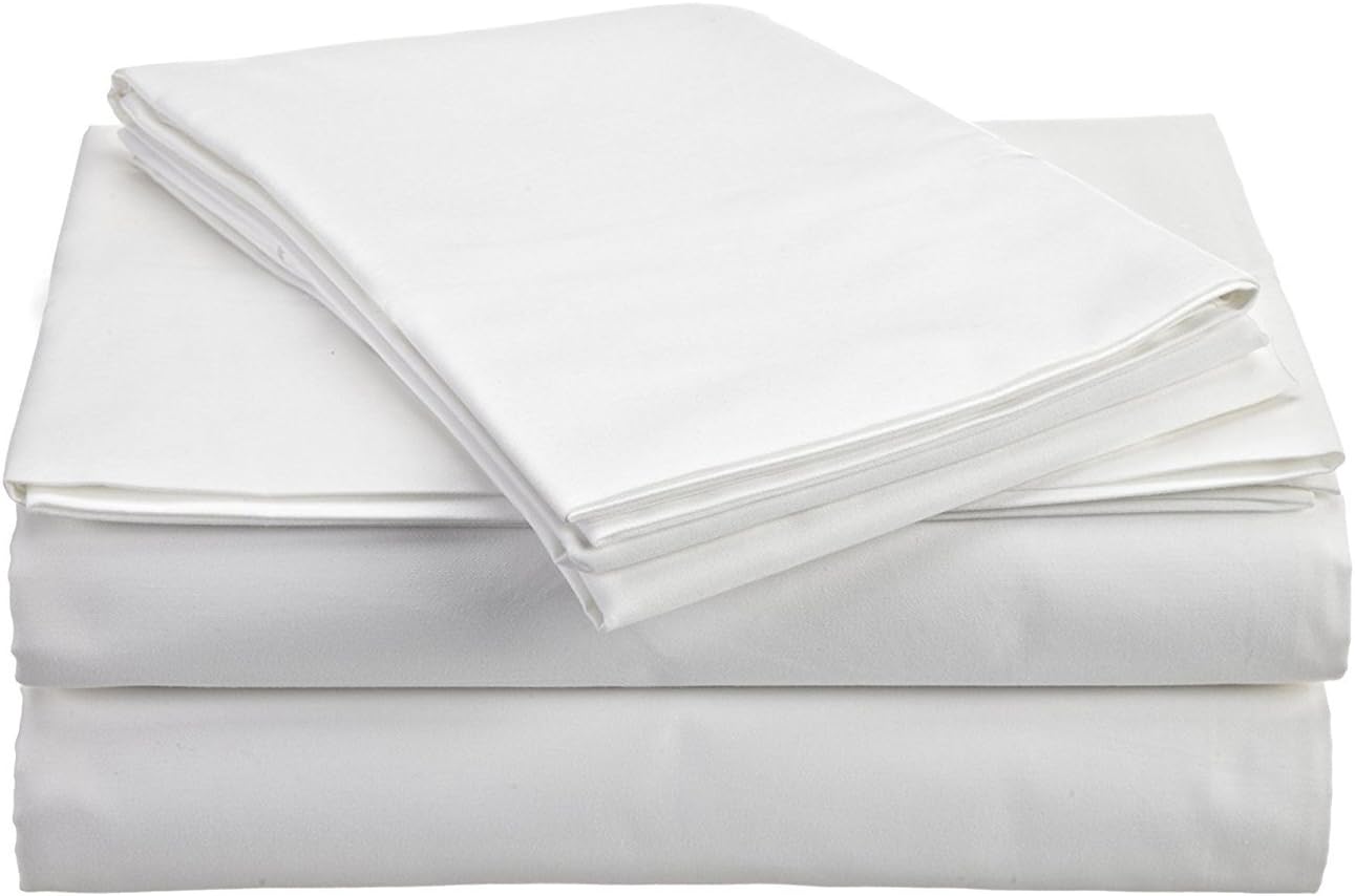 The Green Farmer 100% Organic Cotton Sheet Sets Queen Size GOTS Certified Organic Cotton Sheets,300 TC, Swan White Sheet Set