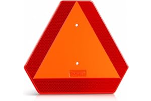 DXSIGN Slow Moving Vehicle Sign, Plastic DOT Slow Moving Vehicle Triangle Signs, SMV Sign 14"x16"x0.16"/5mm Thick Diamond Grade Reflective Up to 7 Years Outdoor for Golf Cart Accessories, Tractor, Utv,