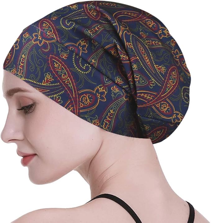 Sleep Slouchy Headwear for Frizzy Women Curly Hair Satin Cap Stripe Clothing