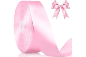 TJDUK 100 Yards Pink Satin Ribbon, 1-1/2 Inch Single Face Ribbon Roll, Perfect for Gift Wrapping, Wedding Decoration, Flower Bouquets, Handmade Bows, Crafts, Halloween & Christmas Decor (Pink)