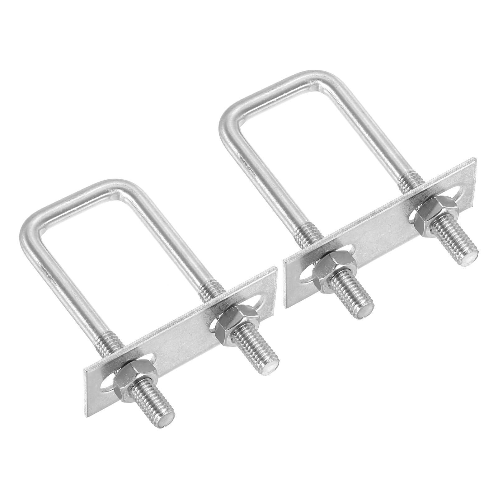 PATIKIL M8x30x90mm Square U-Bolts Kit, 2Set 304 Stainless Steel Square U Shaped Bolts Replacement Parts with Frame Plates and Nuts for Ski Board Sailboat Trailer