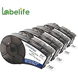 Labelife Compatible Label Tape Replacement for M21-750-595-WT All-Weather Vinyl 3/4 Inch Black on White Label Tape, High Adhesion, for Indoor and Outdoor, Lab and Equipment Labeling, 0.75 Inch, 4-Pack