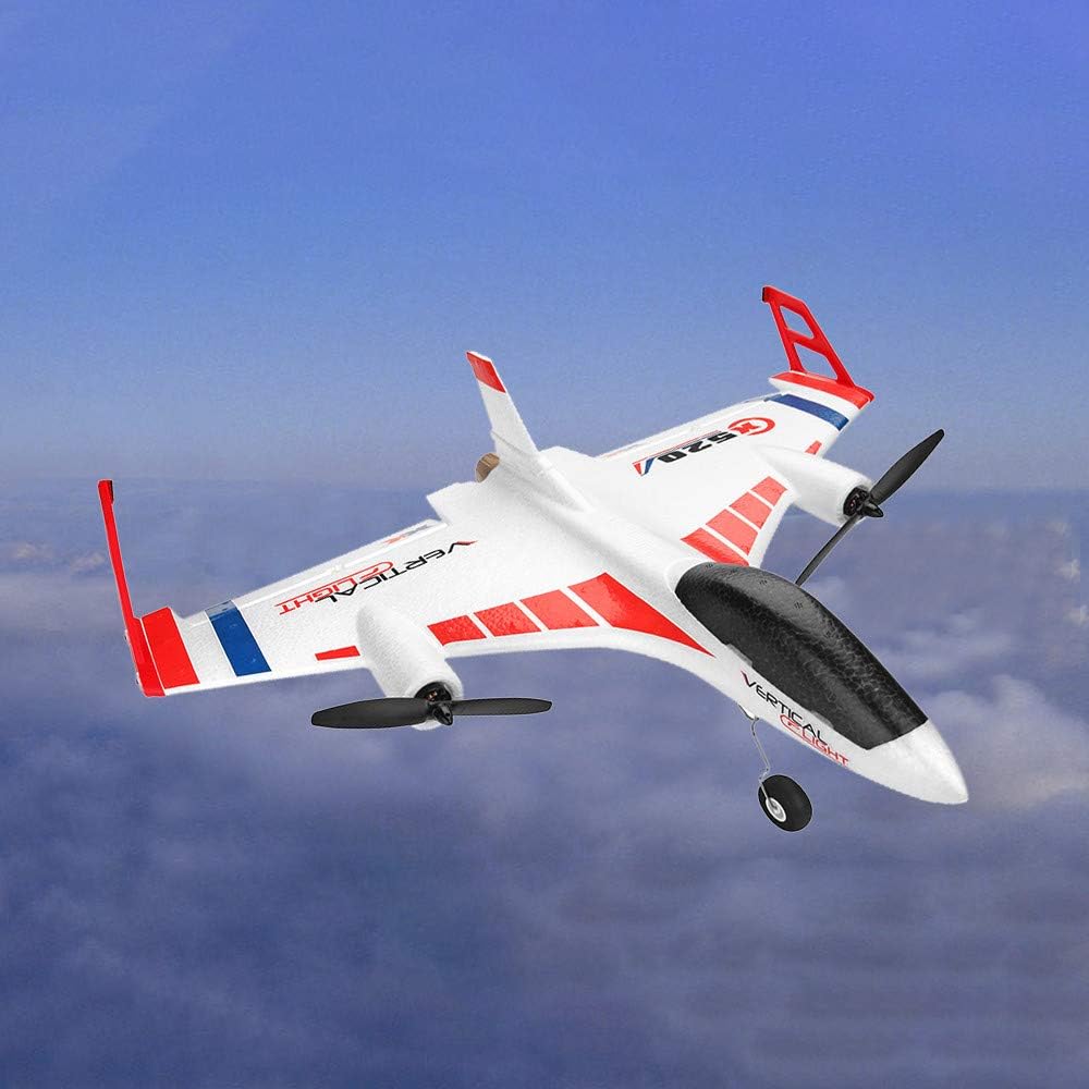 XK X520 Remote Control Airplane ,2.4G AirplaneDrone Vertical Takeoff Land Delta Wing RC Glider Gift Toys for Kids (White)