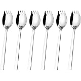 Hiware Sporks 6-pack 18/10 Stainless Steel Sporks for Everyday Household Use, 8.2-inch / 1.9-ounce / Ice Cream spoon & Salad Forks, Fruit Appetizer Dessert