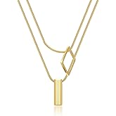 BONJOULRY 18K Gold Plated Layered Necklace for Women – Pendant Necklace Dainty Gold Necklace for Women Trendy Gold Necklace Stack, Hypoallergenic & Non-Tarnish