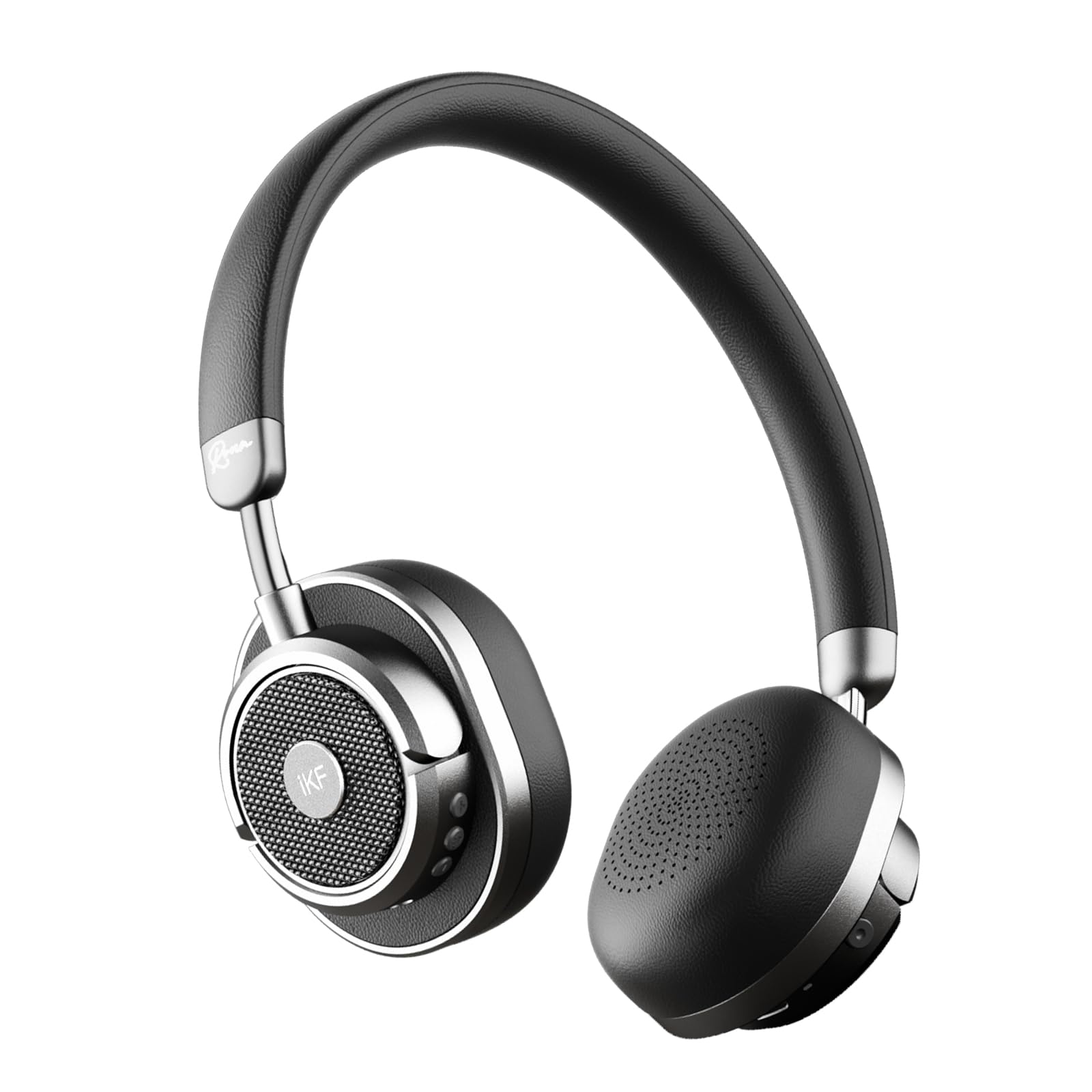 iKF Rona Retro Bluetooth Headphones, Adaptive Noise Cancelling Wireless On Ear Headest, Hi-Res Audio, 75H Playtimes, Comfortable with 5 Mic, Ambient Sound, Vintage Style for Travel, Office(Black)