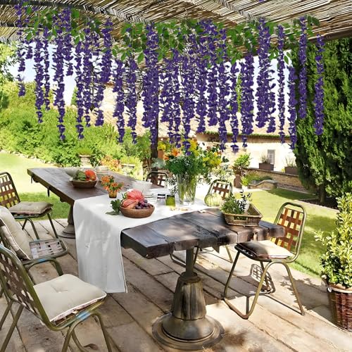 BIRDDIE 48 Pieces Artificial Flower Deco Wisteria Artificial Flowers Falling for Wedding Party Garden Decoration