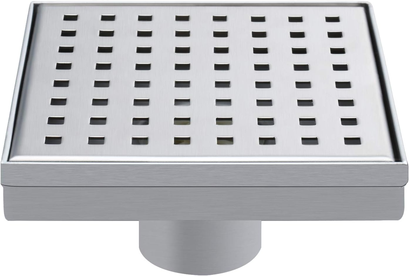Fryotuc Rustproof Shower Drain 6 Inch Bathroom Floor Drain Brushed Shower Drain Cover with Quadrate Pattern