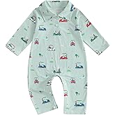 DSOKUHIB Infant Baby Boy Golf Outfit Golf Cart Collared Romper Long Sleeve Lapel Button Jumpsuit Bodysuit Fall Winter Clothes