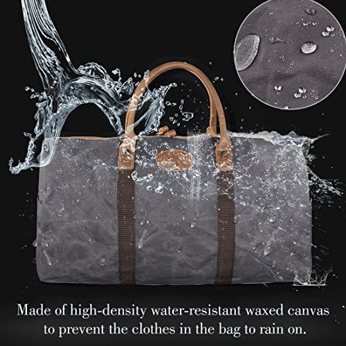 Travel Duffel Bag Waterproof Canvas Overnight Bag Leather Weekend Oversized Carryon Handbag Grey 2 Travel Duffel Bag Waterproof Canvas Overnight Bag Leather Weekend Oversized Carryon Handbag Grey