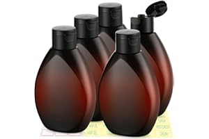 Wowang Plastic Squeeze Bottles with Flip Cap 6.9oz 5 Pack Leak Proof Shampoo and Conditioner Containers Travel Essentials for