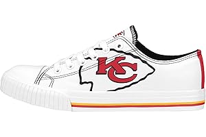 FOCO Women's NFL Ladies Fashion Team Big Logo Low Top White Canvas Sneakers Shoes
